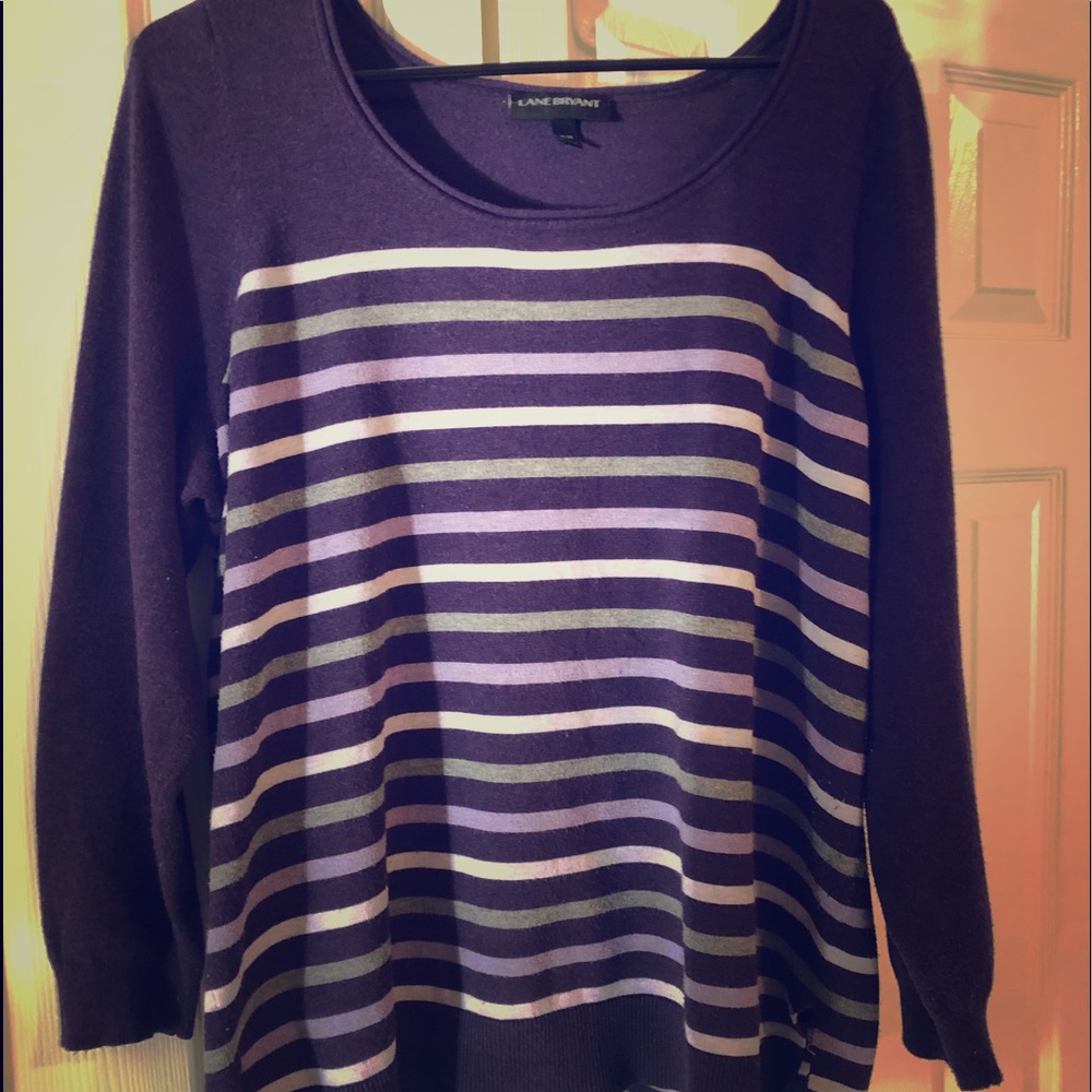 Purple grey strip sweater